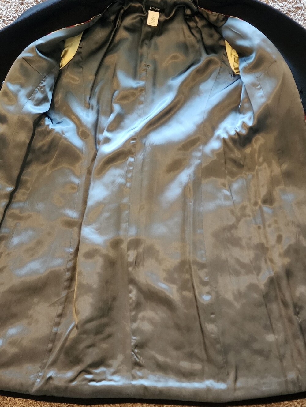 J.Crew Black Wool Double Breasted Trench Coat Peacoat Jacket Sz 6 - Picture 11 of 11